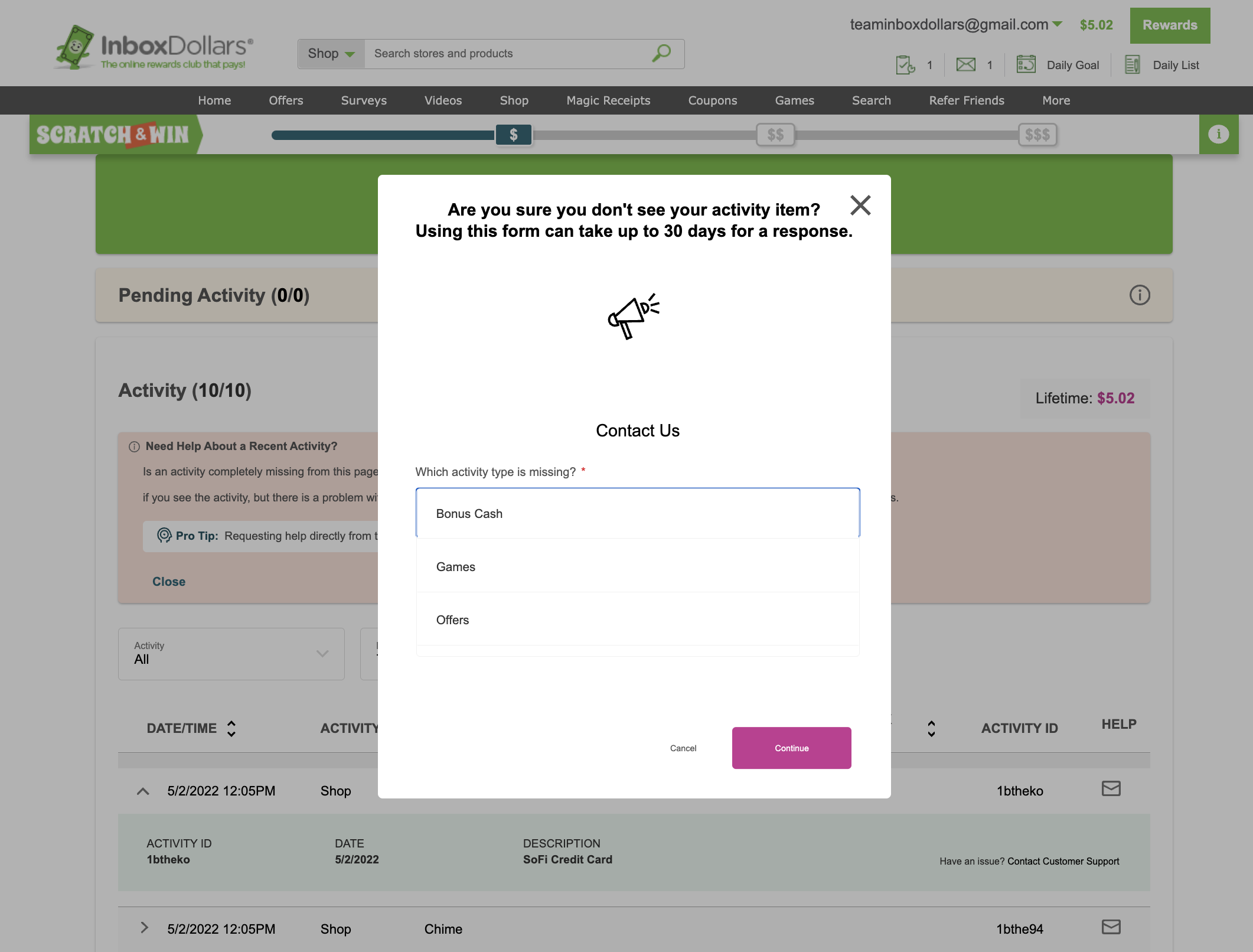 IBD_Need_Help_Recent_Activty_Dropdown_Choices.png